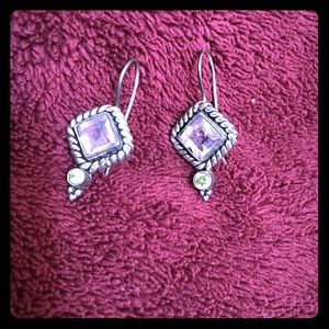Genuine stones and authentic silver earrings
